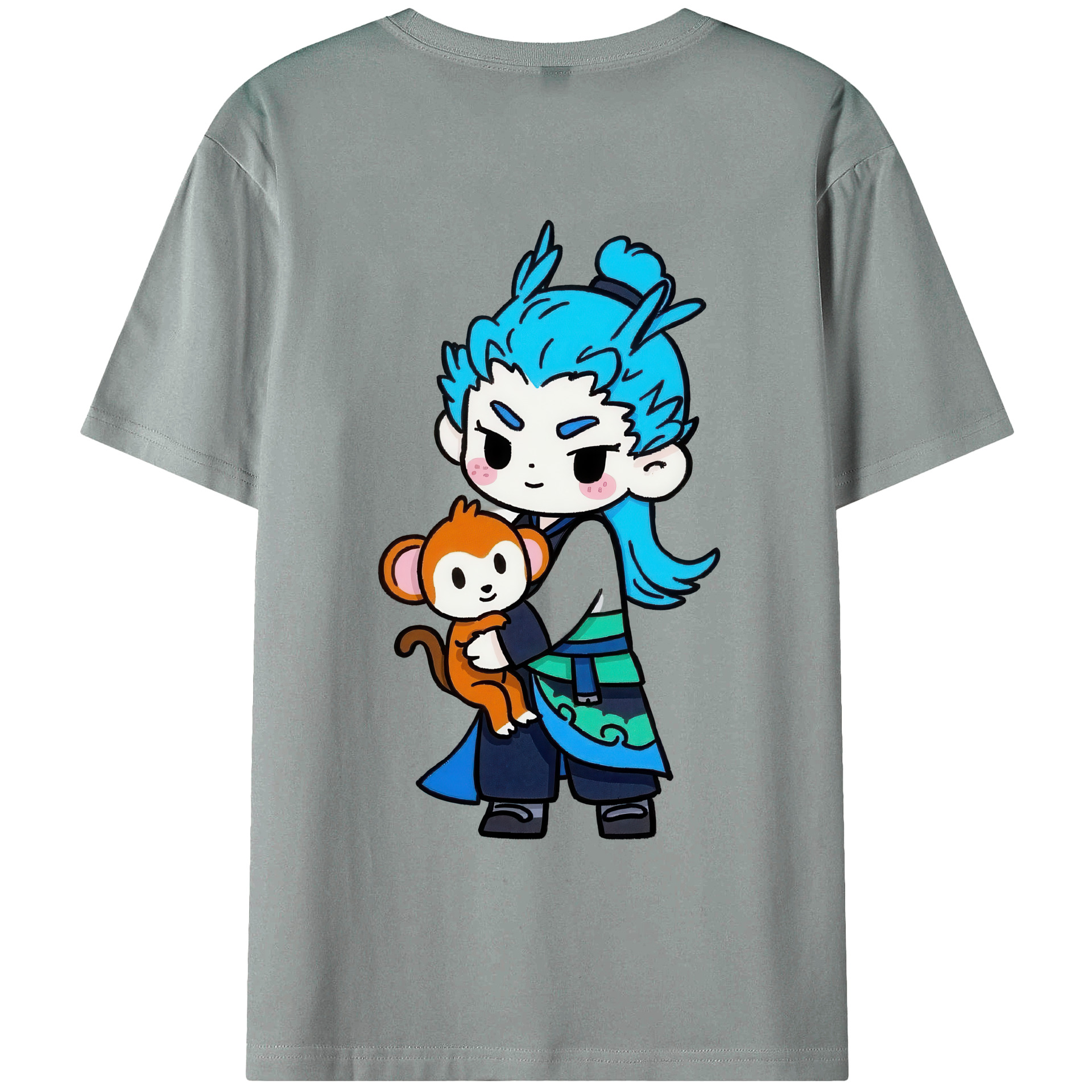 （画像用） Ne Zha 2 ナタ 魔童の大暴れ 綿100％ メンズ半袖Tシャツ（バックプリント） 通気性